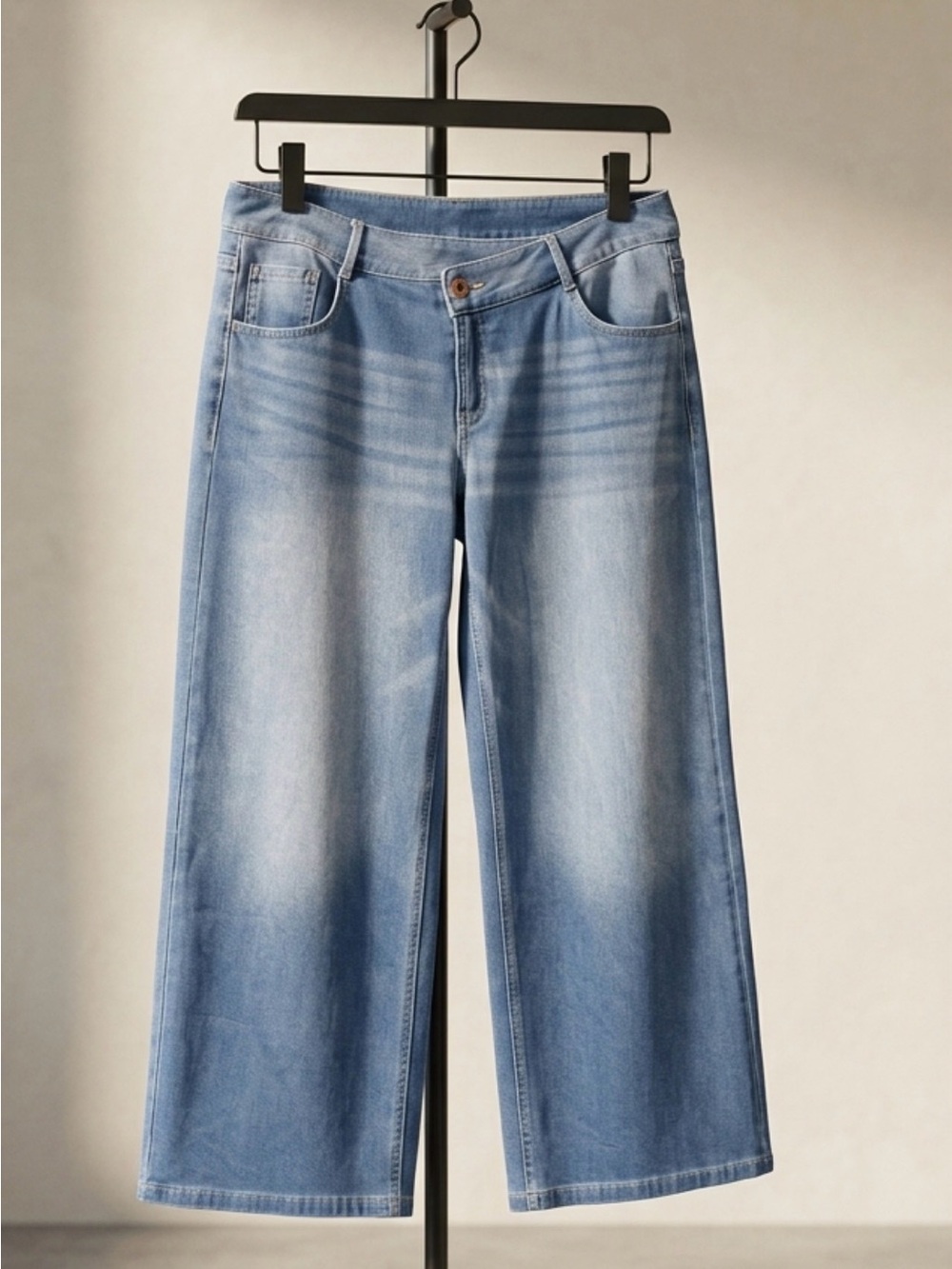 HALARA Pale Blue Wide-Leg Denim Jeans